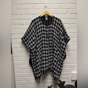 Karl Lagerfeld Monochrome Plaid Poncho